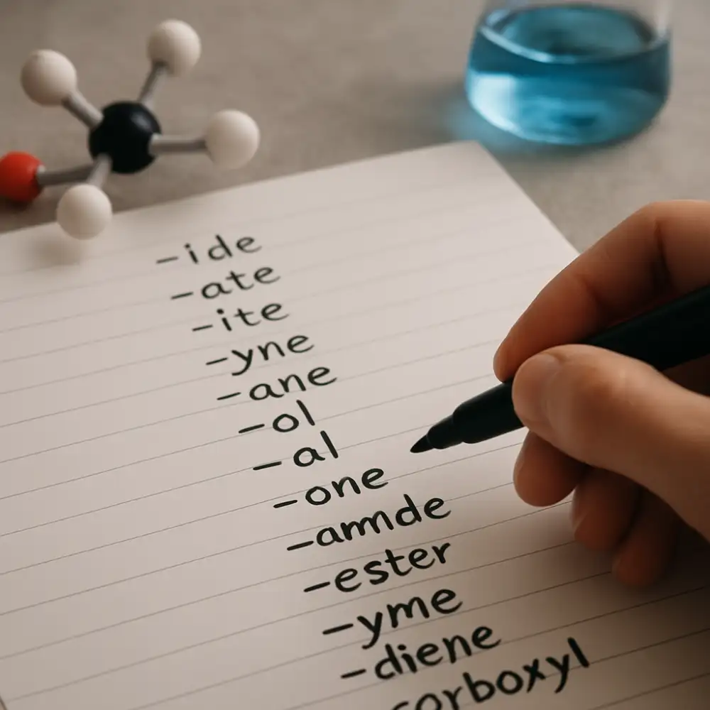 koncovky chemie