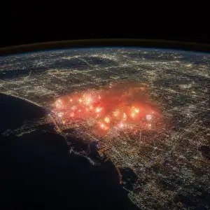 Ohňostroje Nad Los Angeles Při Oslavách 250 Let Usa Bylo Vidět Z Vesmíru