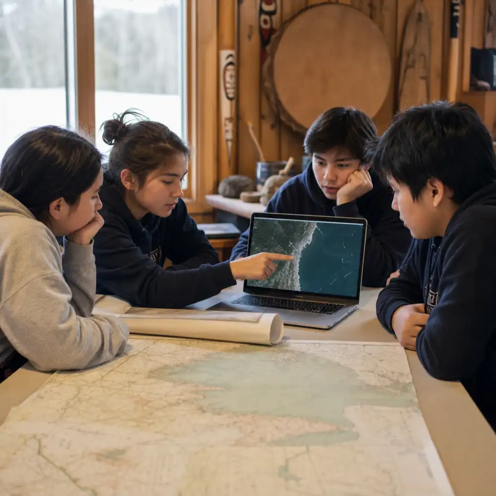 Žáci Kmene Passamaquoddy Zkoumají Erozi Pobřeží Pomocí Nasa Snímků I Staletých Map