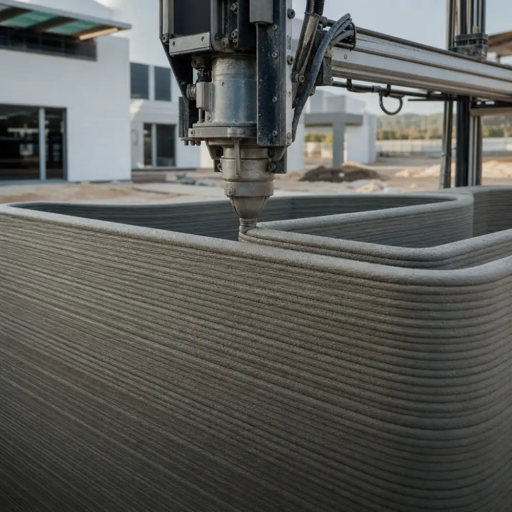 Irští Vědci Vyvinuli Geopolymer Bez Cementu Vhodný Pro 3D Tisk Staveb