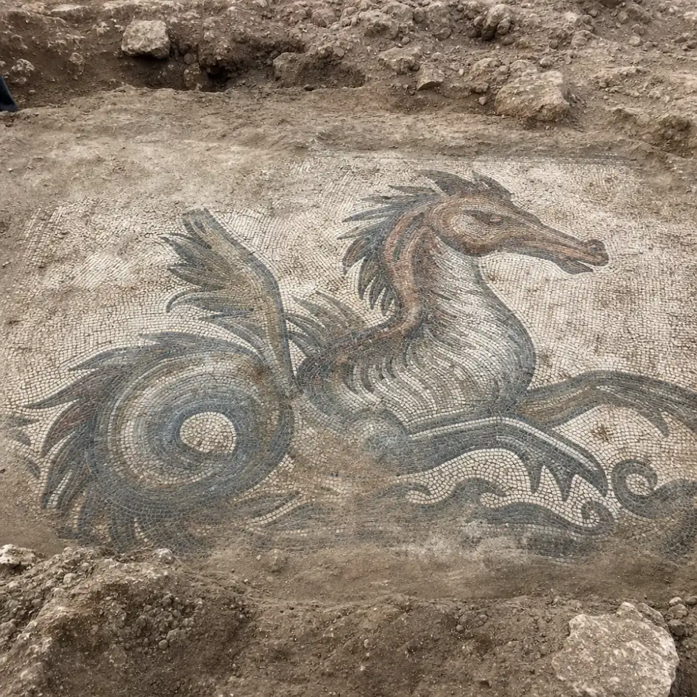 V Turecku Archeologové Objevili Antickou Mozaiku S Motivem Mořského Tvora Hippocampa