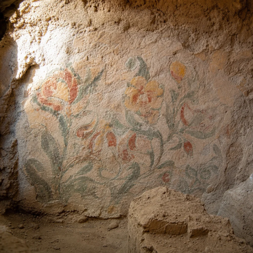 V Uzbekistánu Objevili Archeologové Starověkou Nástěnnou Malbu S Květinovými Motivy