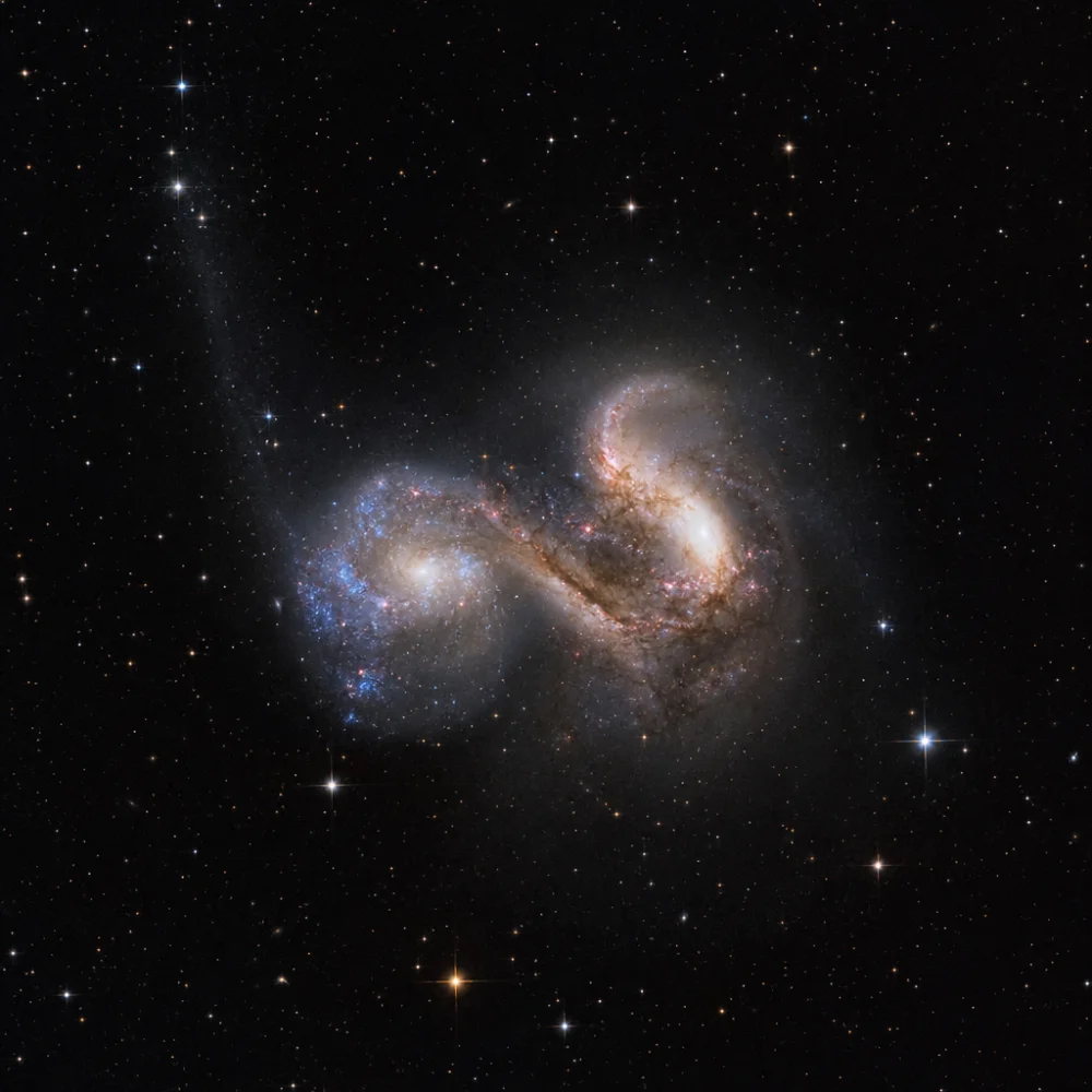 Nasa Zveřejnila Snímek Srážky Galaxií Ii Zw 096 Ze Tří Vesmírných Observatoří