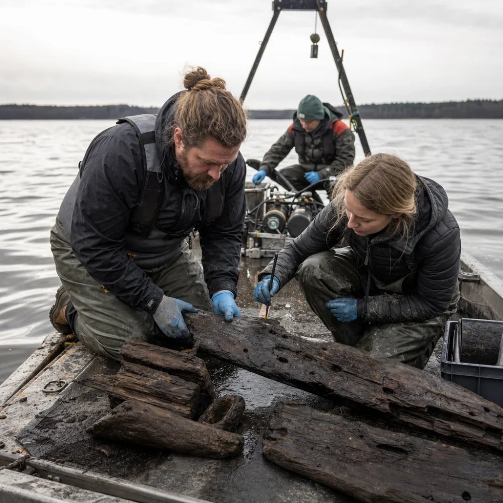V Jezeře Arendsee Objevili Archeologové Vzácně Dochované Mezolitické Dřevo